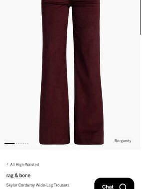 rag & bone Wide-Leg Corduroy Trousers in Burgundy